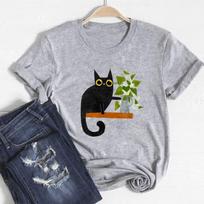 Apranga Laisvalaikio trumpomis rankovėmis 90-ųjų Mieli, miela katė, augintinio stiliaus Unisex spausdinti Moteris FeUnisex grafiniai marškinėliai Tee Top Fashion marškinėliai 4XL gray