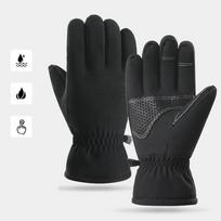 Polar fleece Šiltos slidinėjimo pirštinės žiemos terminės snieglenčių pirštinės Vyriškos moteriškos vandeniui atsparios pirštinės Neslidžios jutiklinis ekranas slidinėjimo pirštinės S black