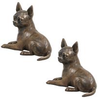 Chihuahua short-haired, Chihuahua smooth - dog figurine, statue on white marble, trophy for Art-Dog dog show exhibition ruda