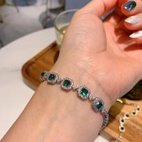 Dopamine Bracelet Simulation Paraiba Simple Green Diamond Gold Platinum Bracelet Multi-Color Treasure New Bracelet Women brown