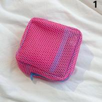 Dopamine Color Ultra-Light Mesh Cosmetic Bag Zipper Square Shaped Wash Bag Multifunctional Women Lipstick Key Coin Purse Pouch 1 rožinė raudona spalva