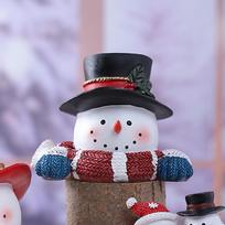 Snowman Statue Christmas Sculpture Crafts TV Stand with Light Room Cute Small black