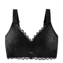 Wireless No Rims Thin Contrast Stitching Full Cup  Lace  Sexy Lingeries Bralette Women Bras Plus Size 115DE  Women's Underwear 34/75 juoda