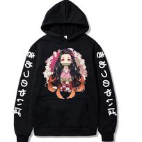 Anime Demon Slayer Kamado Nezuko Mielas Spaudinys Su Gobtuvu Vyrams Moterims Kimetsu No Yaiba Džemperiai Didesnio Dydžio Palaidinė Harajuku Gatvės Apranga XS juoda