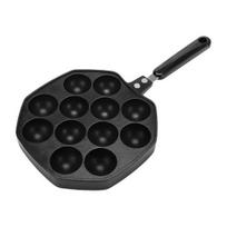 Takoyaki grilio keptuvės lėkštė, 12 skylių neprideganti kepimo keptuvė ant grotelių aštuonkojų kamuoliukų kepimo padėklas kalmarų kamuoliukų blynams juoda