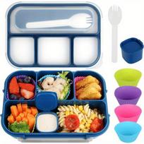 Bento Box Lunch Box Adult LunchBox Containers For Toddler Kids Adults 1000ml 4 Compartments Fork Leak-Proof Microwave Dishwasher 1000ml mėlyna