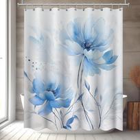 Mėlyna dušo užuolaida-72x72 colių su 12 kabliukų 180cm*180cm gray
