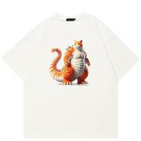 Streetwear 3D Skaitmeninis Katė Unisex Marškinėliai Medvilniniai Marškinėliai Unisex Viršūnės Vasaros Trumpomis Rankovėmis Marškinėliai S balta
