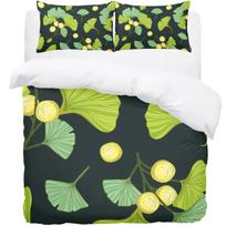 Leaves Duvet Cover Set Ginkgo Biloba Pattern Polyester Comforter Cover with Pillowcase King Queen Size for Adults Bedding Set 70x133cm 2pcs yellow