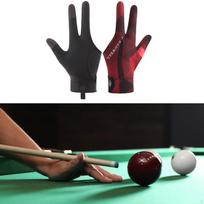 3 Fingers Pool Gloves Billiard AntiSlip Lightweight Mitts Snooker for Women Sports Black Red Left Hand