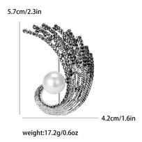 Simple Vintage Fashion Gun Black Rhinestone Pearl Feather Accessories Brooch Pin Brooch gray
