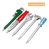 5pcs Novelty Hardware Ballpoint Pen Set Wrench Hammer Plier Screwdriver Black Color Ink A6829 gray