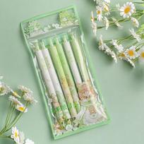 6 vnt Matcha Party Gel rašiklių rinkinys, paspaudimo tipas 0,5 mm rutulinis juodas spalvotas rašalas, skirtas rašyti biuro mokyklai