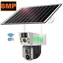 4K 8MP belaidė lauko Wi-Fi saulės kamera 4G SIM stebėjimo dvigubo ekrano vandeniui atspari IP vaizdo CCTV kameros su saulės energija WIFI Camera