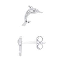 Boucles d'Oreilles - LÉA & ARTHUR - Dauphin - Argent 925 - Oxydes de Zirconium - Système Poussettes