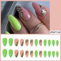 Leopard Print French Spice Girl Style Almond Nail Sweet Cool Stripe Temperament Nail Piece Wear Nail