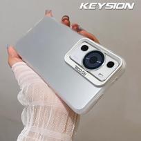 KEYSION Metallic Aurora Skin Matte Case for Huawei P60 Pro P50 P40 P30 Silicone Shockproof Phone Cover for Pura 70 Pro+ 70 Ultra for Huawei P60 balta