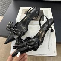 2024 Eilyken Street Style Butterfly-knot Pumps Sexy Pointed Toe Thin Heels Woman Shoes Elegant Slingbacks Sandalias Mujer 36