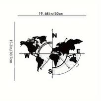 1pc Metal World Map Compass - Stylish Wall Décor, Metal Sign, and World Map Wall Art for Elegant Home Decoration juoda