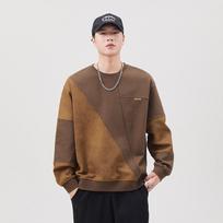 Premium American Crew Neck Sweater Men'S Season Loose Large Size Men'S Heavy Retro Splicing Tide 4XL gilios kavos spalvos