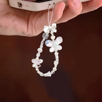 Cartoon Beaded Phone Lanyard Case Wrist Strap Wristlet Lightweight Stylish Key Chains Jewelry Butterfly