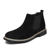 Fashion Winter Plush Fur Chelsea Men's Boots Cowhide Ankle Boot Outdoor Sports Men's High Top Shoes Classic Simple Western Cowboy Boots 38