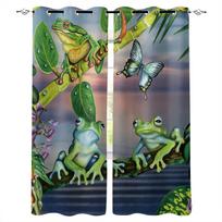 Green Leaf Branch Frog Blackout Curtains For Living Room Window Curtains For Bedroom Kitchen Curtains Drapes Blinds W135 x H60cm