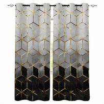Abstract Art Grey Stereoscopic Geometric Blackout Curtains For Living Room Bedroom Window Treatment Blinds Kitchen Drapes W135 x H60cm gray