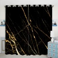 Marble Curtains Boys Girls Geometry Abstract Art Blackout Drapes Curtains Children Bedroom Living Room Kitchen Window Curtains W55 X H120cm X 2&Grommet Top black