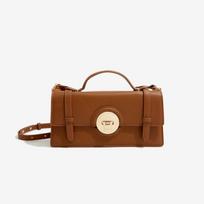 Luxury Women's Gold Lock Box Crossbody Bags High-end Flap Square Shoulder Bags  Fashion Ladies Small PU Leather Handbags brown