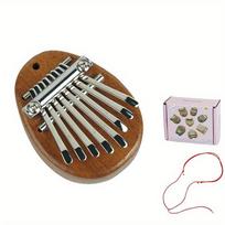 8 klavišų mini pianinas su nykščiu – nešiojamasis medinis pianinas su virvele, dovana Valentino dienos proga, suaugusiems, pradedantiesiems, aukštos kokybės muzikos instrumentas ruda