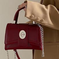 Trendy Crossbody Bag Black Flap PU Leather Ladies Square Handbags Fashion Red Shoulder Bag for Women Top Handle Bags Purses black