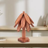 Gėrimų padėkliukas izoliacinis kilimėlis, Medžio meno neslystantis medinis stalo kilimėlis, Stalas lėkštėms, įrankiams, puodams 3pcs brown