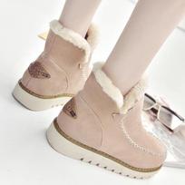 Fashion Warm Fur Women Snow Boots Flat Platform Winter Shoes Flock Ankle Boots Female Fashion Non-Slip Basic Snow Casual Shoes 258 4 smėlis