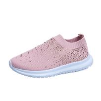 Fashion Women's mesh non-slip soft sole sports shoes casual new flat light breathable rhinestone love walking shoes for women 35 white