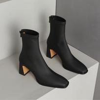Fashion Shoes Women's Rubber Boots Sexy Thigh High Heels High Sexy Zipper Boots-Women Rain Pointy Autumn Over-the-Knee Med Ladies Cowboy 35 juoda