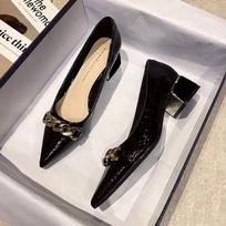 Fashion Office Shoes for Women 2024 Ladies Summer Footwear with Medium Heels Pointed Toe Normal Leather Casual Comfortable and Elegant A 35 white