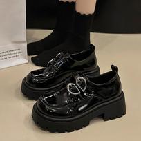 Fashion Uniform Shoes Small Leather Shoes Female British Girl Japanese Wild Black Retro Mary Jane Shoes Women Platform Oxford Shoes 4.5 black