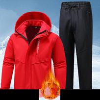 Vyriškas žiemos šiltas sniego kostiumas Softshell striukė + Softshell šiltos kelnės, 2 dalių rinkinys 4XL red
