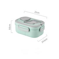 1200Ml Lunch Box Portable Office Microwave Oven Bento Box with Handle Student Compartment Lunch Box with Fork and Spoon white