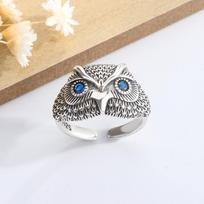 European and American style niche owl ring retro adjustable neutral fashion personality temperament opening ring Opening adjustable gray