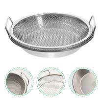 Drain Pan Fried Food Holder Stainless Steel Dessert Plate Air Fryers Snack for Container Oil Household Roaster 21X20X4CM sidabras