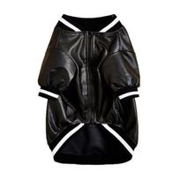 Pet Jacket Zipper Closure Windproof Fashion Outwear Dog Faux Leather Jacket Coat juoda