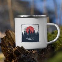Camping Mugs Handle Drinkware Vacation Hiking Mug Night Forest Mountain Print Enamel Mug Creative Coffee Tea Water  Milk Cups 1pcs white