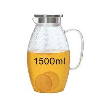 Didelės talpos Stiklinis Žuvies žvynų Rašto Vandens Ąsotis 2000ml Ąsotis Arbatinukas Virdulys Limonadas Karščiui atsparus Sprogimui atsparus Kaitinamas Karafas 1500ml white