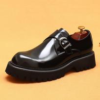 [Bulk Goods] British Casual Leather Shoes Men'S Genuine Leather Formal Wear Business Thick Sole Heightening Patent Leather Glossy One Pedal 37 juoda
