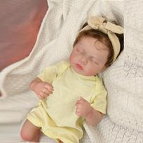 Reborn Bebe Doll ToyLoulou Newborn Dolls Sleeping Baby Handmade Painted Lifelike 3D Skin with Visible Veins Doll Toys 46cm cloth body brown
