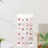Christmas Advent Calendar Xmas Decoration Hanging Bag Organizer with 24 Pockets for Door Wall white