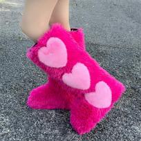 Winter Women Fluffy Faux Fox Fur Boots Woman Plush Warm Snow Boots Footwear Girls Furry Fur Bottes Fashion Winter Shoe 36 rožinė raudona spalva