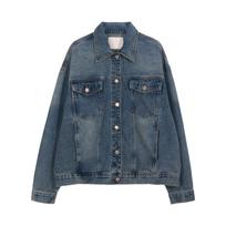 Early Autumn Retro Harajuku Hong Kong Style Women's Denim Jacket Has A Niche Design S mėlyna